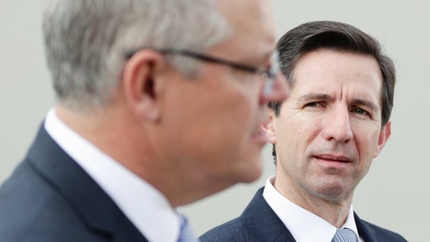 Prime Minister Scott Morrison, left, and Trade Minister Simon Birmingham.