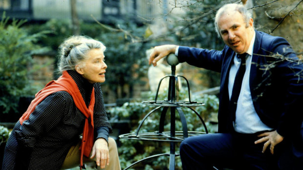Clive James with Katherine Hepburn in Manhattan, 1983.
