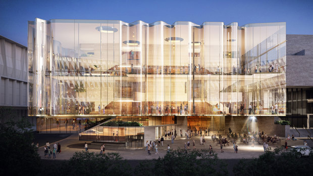 A design concept image released last year for the new South Bank theatre’s Russell Street facade.