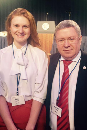 Maria Butina and Alexander Torshin, at the Washington Hilton in Feb 2017 according to her Facebook page. Torshin,a  Russian senator, is a life member of the NRA and a link in Butina's powerful contacts.