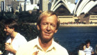 Paul Hogan with a bbq in the 1984 Tourism Australia Campaign "Come say G'Day". 