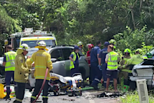 Two people have been killed in a crash near Byron Bay in NSW. Three vehicles were involved in the crash in Suffolk Park on the outskirts of the holiday town.