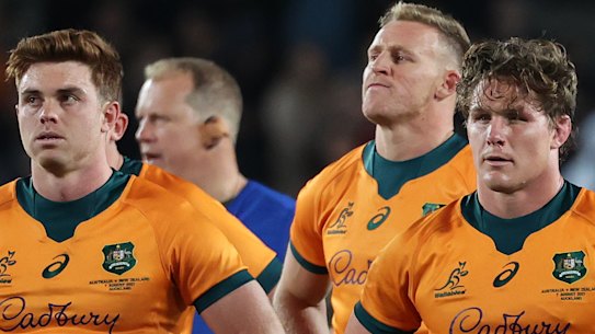 The Wallabies after their loss on Saturday.
