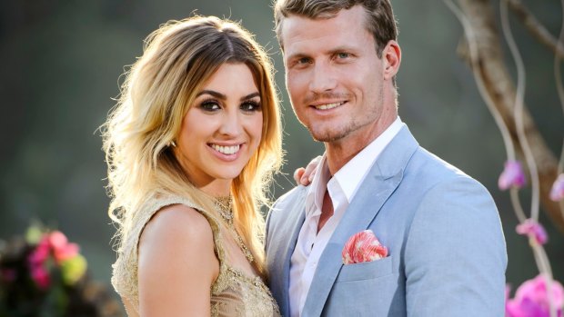 Turnbull has accused Alex Nation of sharing screenshots of their private conversation with a tabloid. She is pictured here with her ex-boyfriend Richie Strahan on The Bachelor.