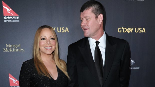 In happier times: Mariah Carey and James Packer in January 2016.