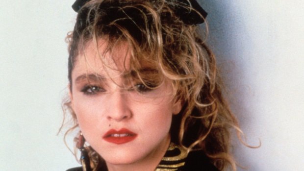 American singer-songwriter and actress Madonna (Madonna Louise Ciccone) posing on the set of the film Desperately Seeking Susan. New York, 1985.