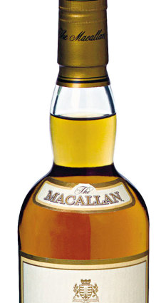 A bottle of 12 year old straight malt Macallan scotch whiskey 