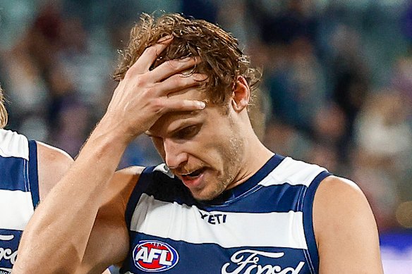 Geelong’s Jake Kolodjashnij, pictured in April, has identified himself as the player involved in the agreement.