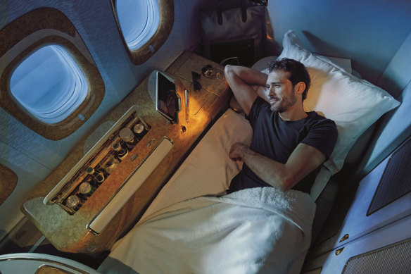 First class on an A380 with Emirates.