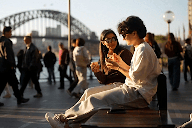 Atefeh Ramezanisadeh and Fatemeh Pasandideh in Sydney enjoying freedoms they could once only dream about.