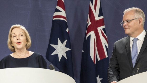 Prime Minister Scott Morrison and ABC chair Ita Buttrose.