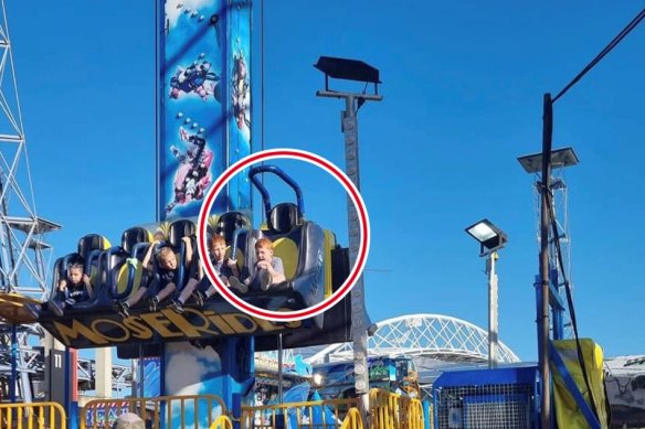 Sky Boustani Curtis said her son was on the ride which started operating before his harness was secured. The image was captured by an onlooker.