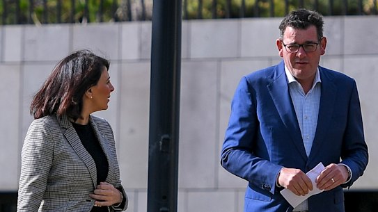 Marlene Kairouz with Daniel Andrews in April last year