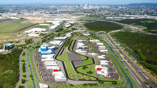 The Auto Mall at Brisbane Airport would have include a test track designed by mutliple Bathurst winner Mark Skaife.