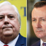 Legal fees to reach $4.7m for Western Australia’s court fights with billionaire Clive Palmer