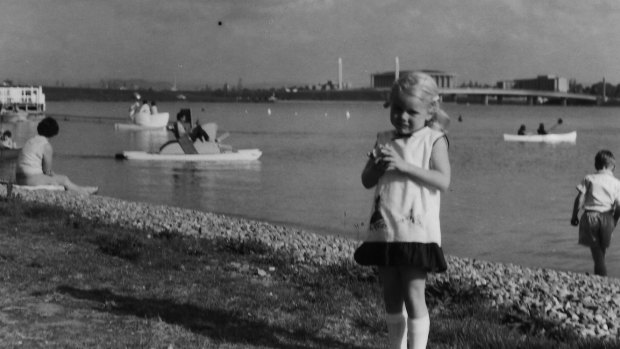 Jacqui Lucas enjoying a trip to Lake Burley Griffin in the hot summer of 1968.