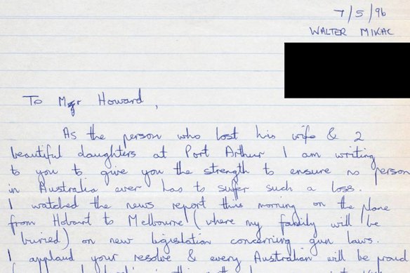 Part of the letter from Walter Mikac to John Howard.