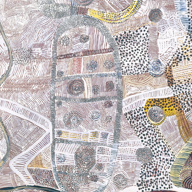 Johnny Warangkula Tjupurrula’s Water Dreaming at Kalipinypa (1972) was one of a few early Papunya Tula works that heralded wider US interest in Aboriginal desert paintings.