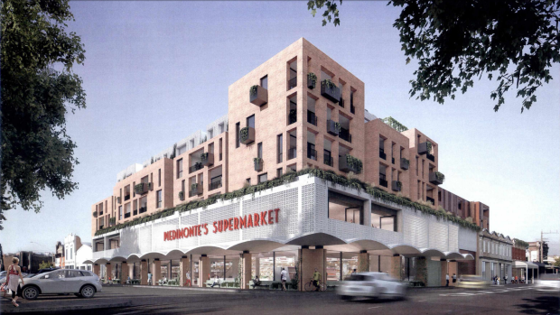 A rendering of the plans to redevelop Piedimonte's Supermarket, off St Georges Road, dated 2019.