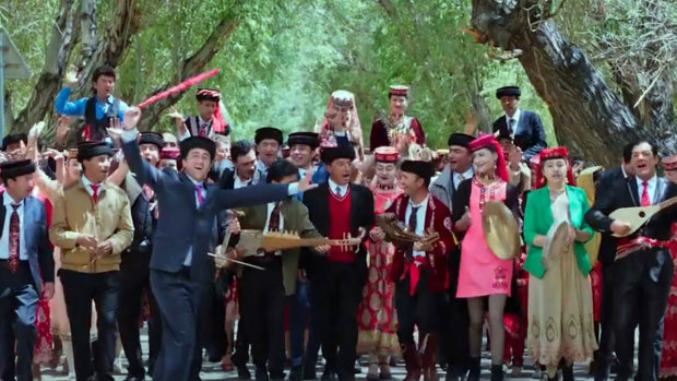 One big happy family: Uighur and other minorities are presented in the musical as fully assimilated and happy. 