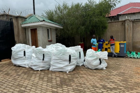 Chilwa Minerals workers bagging and shipping sonic drill samples from the company’s base in the southern Malawian city of Zomba.