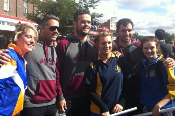 Queensland players Corey Parker, second from left, and and Cameron Smith, second from right, both came out of Logan.