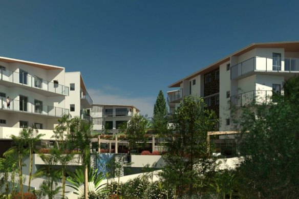 An artist’s impression of the view from the western side of the proposed development towards the Underwood Road entry.