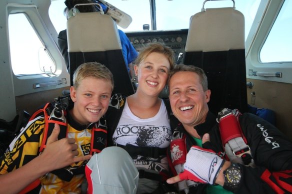 Schumacher with his children Mick and Gina-Maria, in a photo from the documentary.