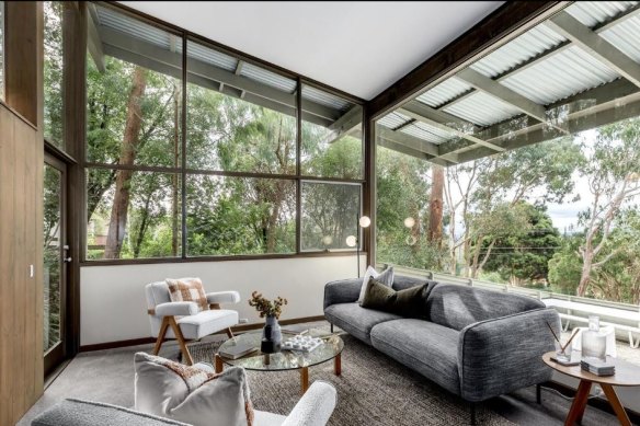 Views of the Dandenong Ranges can be seen from the home’s expansive windows.