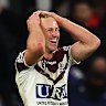 Manly players celebrate after beating Melbourne.