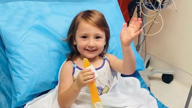 Four-year-old Cleo Smith in hospital after her rescue in Carnarvon.