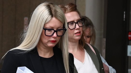 Elaine Stead and her sister Olivia outside the Federal Court in Sydney on Wednesday.