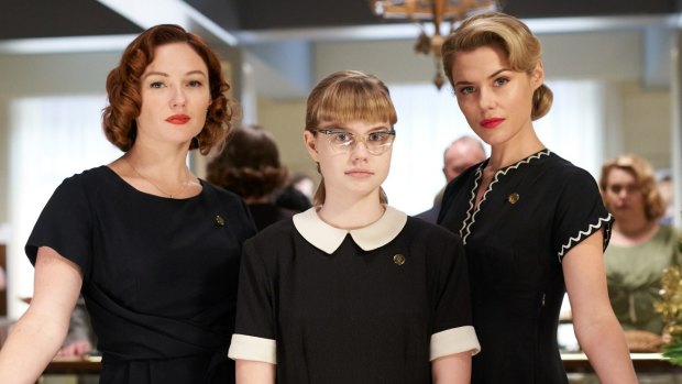 Best actress winner Angourie Rice (centre) with Alison McGirr and Rachael Taylor in Ladies in Black. 