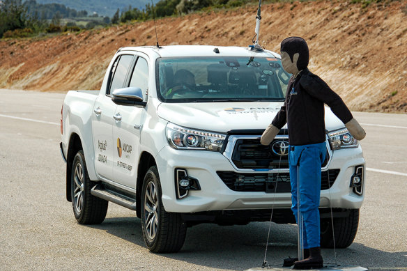 ANCAP testing pedestrian emergency braking, which will be mandatory on all new cars sold in Australia from 2026. 