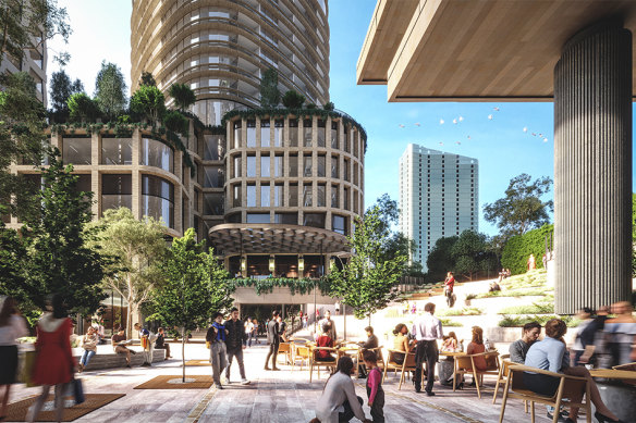 The two towers are designed as standalone buildings set in 3350 sq m of new public space. 