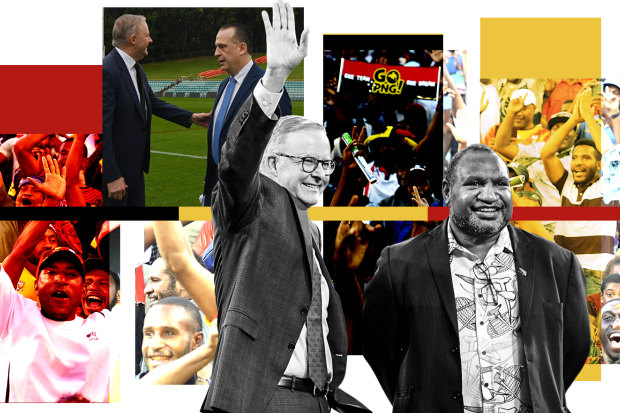 Respective Australian and Papua New Guinean prime ministers Anthony Albanese and James Marape.