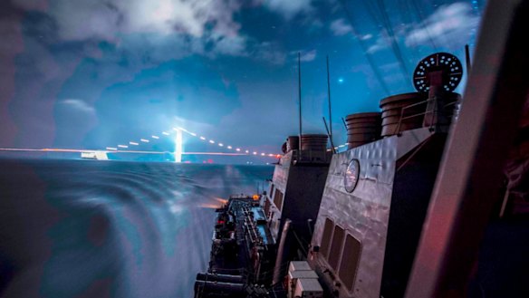The guided missile destroyer USS Porter transits the Skagerrak, between Norway, Sweden and Denmark. Such warships can also launched medium-range nuclear missiles.