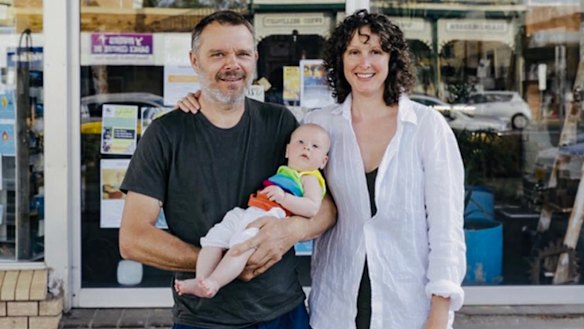 Aimee Crouch and partner Dave Miles with baby Mary.