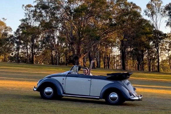 The wedding car was a vintage Volkswagen Beetle, owned by the bride’s family.