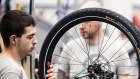 A worker at Accell’s  e-bike assembly line at a plant in Toszeg, Hungary. 