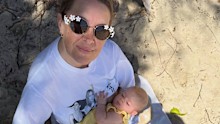 Solo-parent Lucie Ferguson also asked her friends to take pictures of her with her child. 