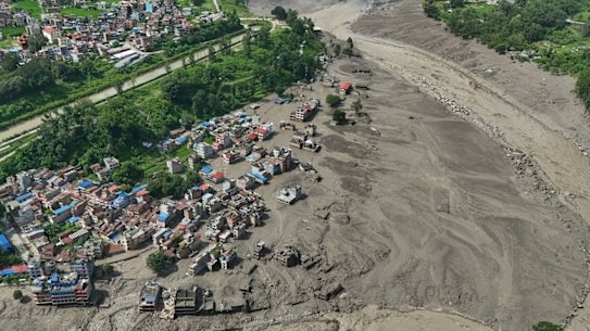 The Trishuli River after flash floods in Nepal’s Nuwakot district.