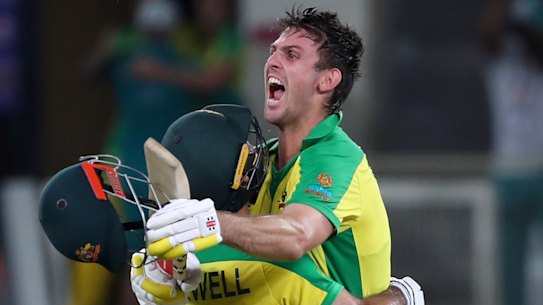 Mitchell Marsh celebrates.