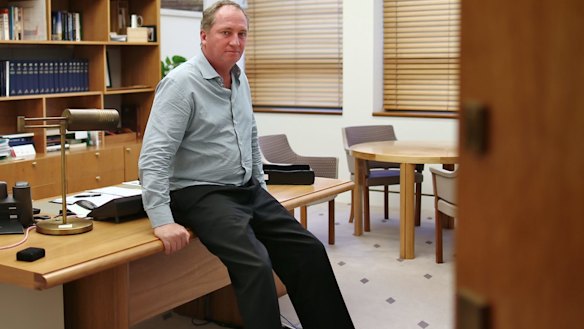 Barnaby Joyce in his office at Parliament House in Canberra.