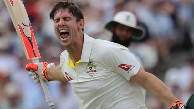 Happier times: Mitchell Marsh starred in the Ashes but has been dumped for the first Test.