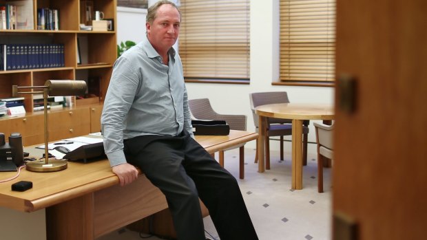 Barnaby Joyce in his office at Parliament House in Canberra.
