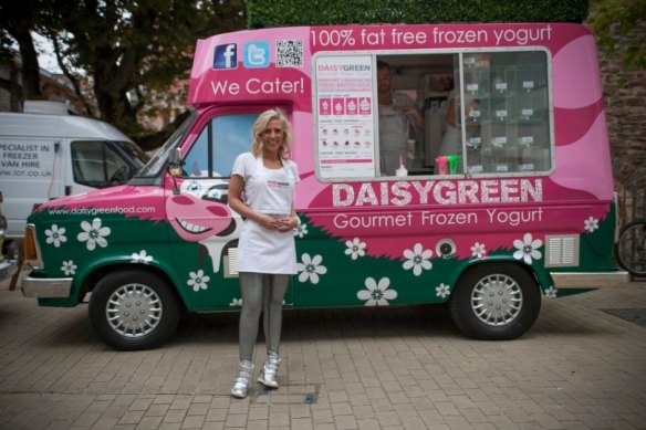 Freeman with her Daisy Green gourmet frozen yoghurt van.