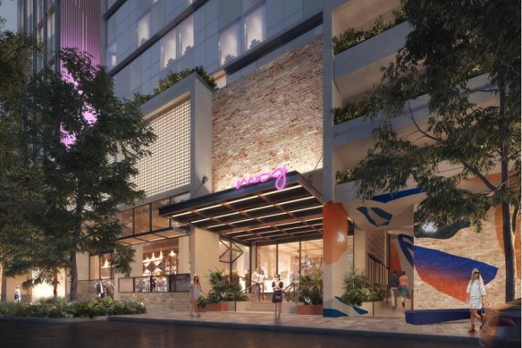 Artist impressions of the new 301-room Moxy hotel.