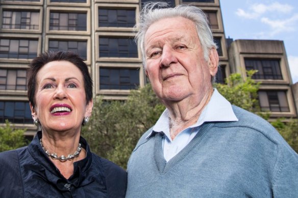 Sydney lord mayor Clover Moore and long time environmental activist Jack Mundey, right.