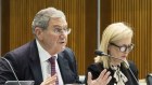 ASIC Chair Joe Longo, with Finance Minister Katy Gallagher and ASIC Deputy Chair Karen Chester, announced a major shake-up on Tuesday.